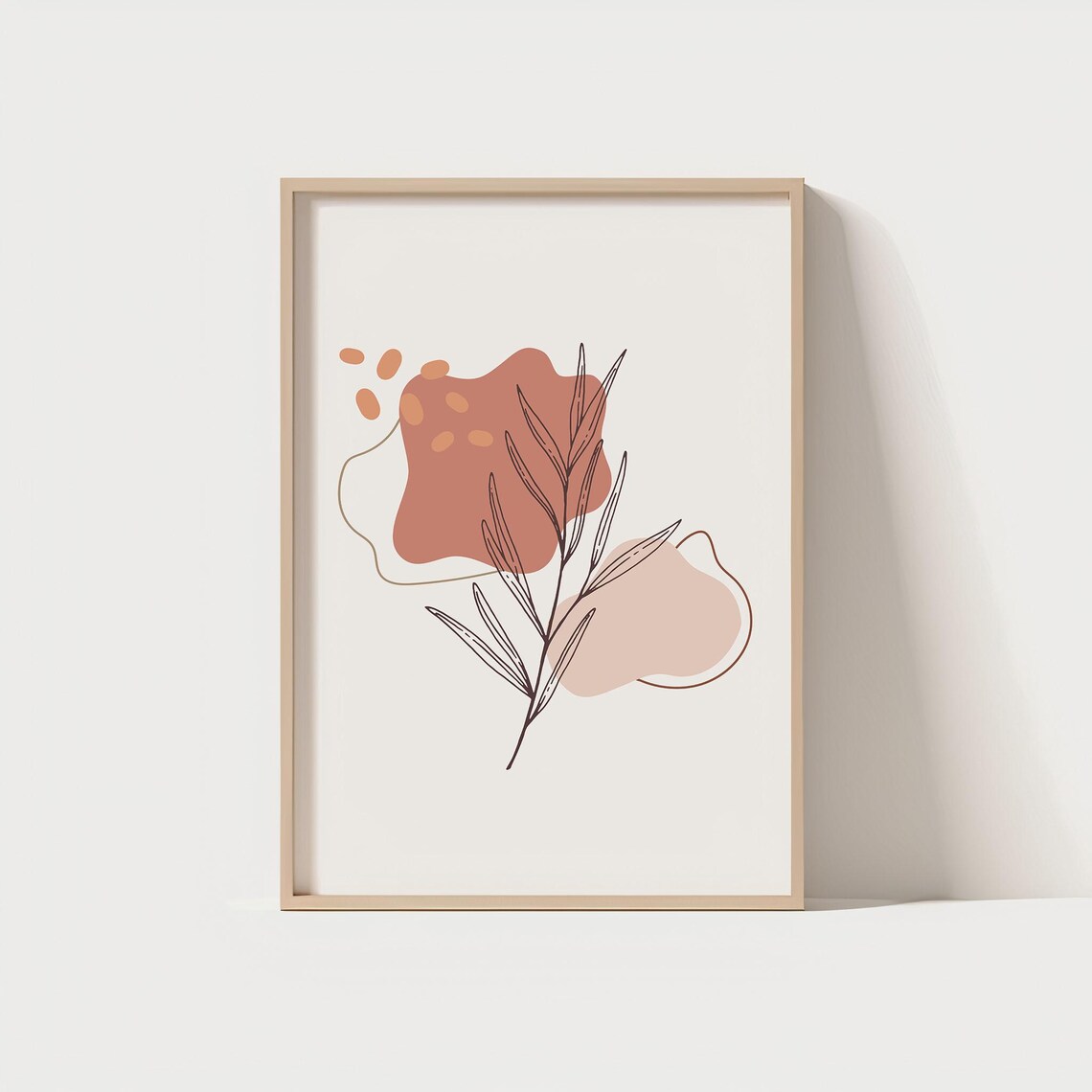 Abstract Boho Botanical Wall Art Minimalist Line Leaf Poster Neutral Modern Decor Print