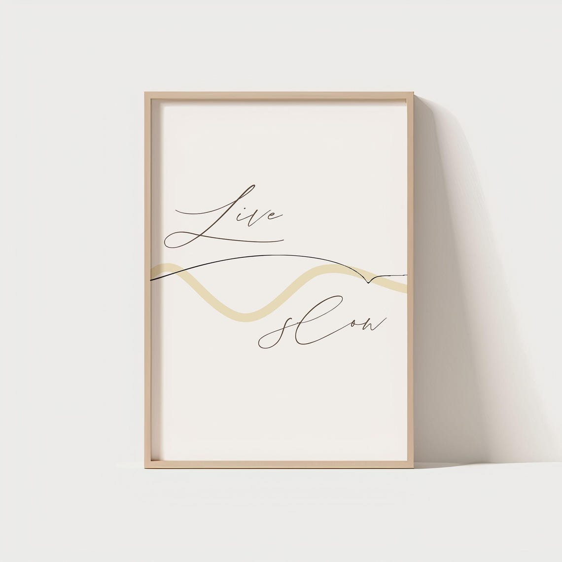 Live Slow Minimalist Calligraphy Line Art Modern Quote Wall Art