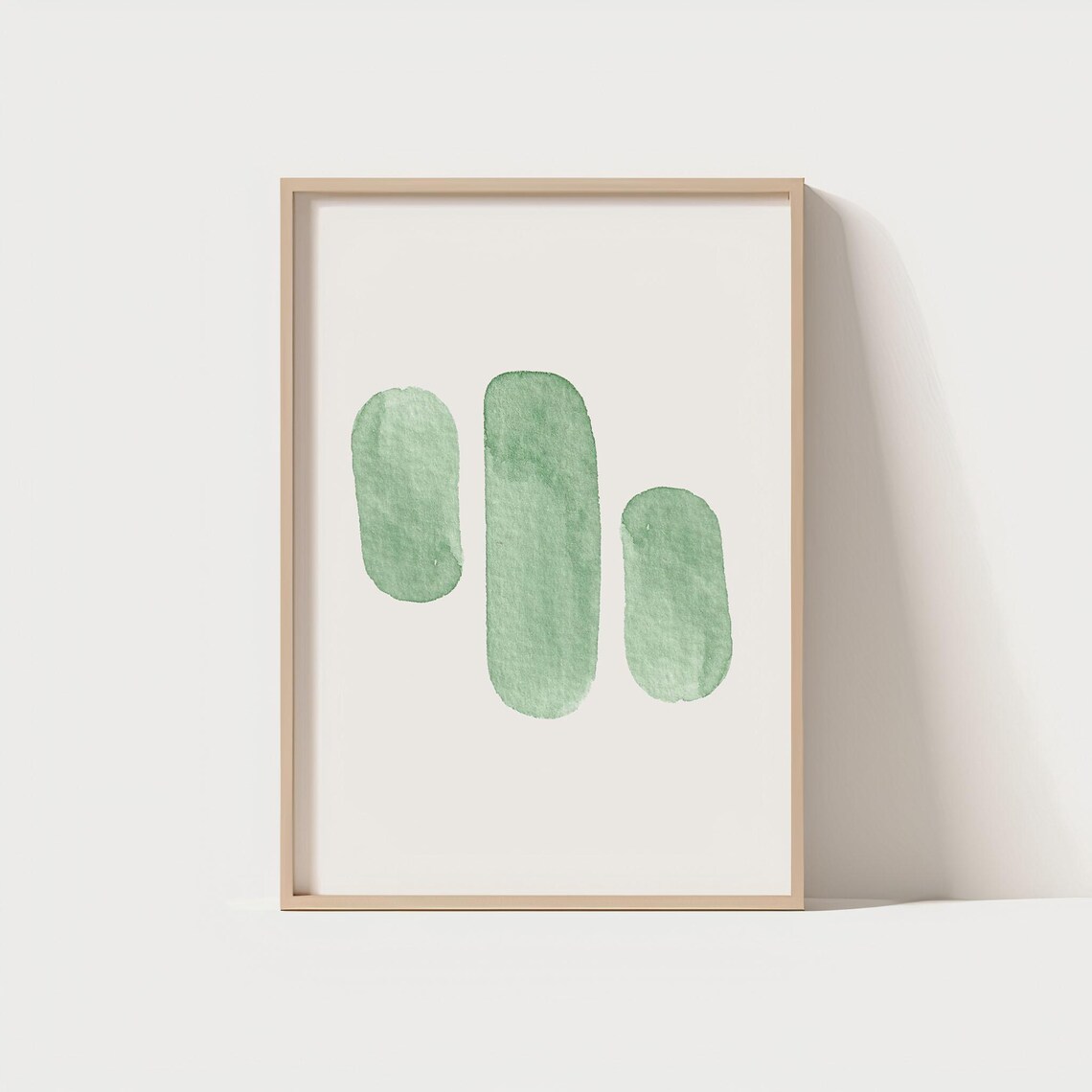 Minimalist Green Watercolor Abstract Wall Art Print Scandinavian Neutral Decor Modern Boho Botanical Poster