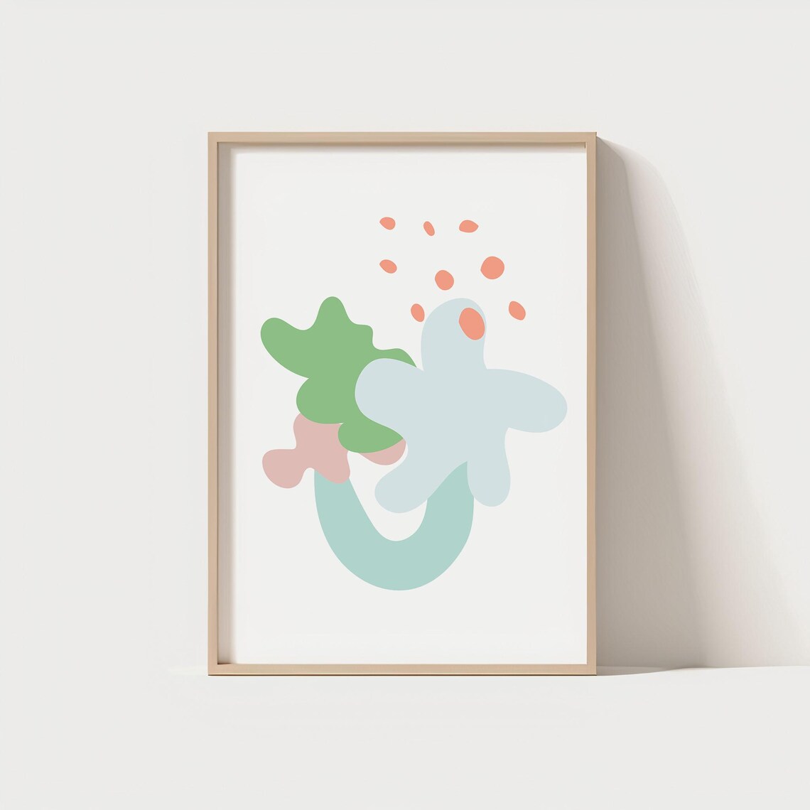 Modern Abstract Wall Art Print Minimal Organic Shape Poster Pastel Color Matisse Inspired Decor Boho Home