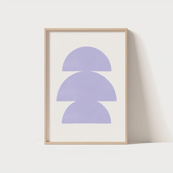 Mid Century Modern Lavender Geometric Wall Art Minimalist Abstract Poster Boho Sun Print Home Decor