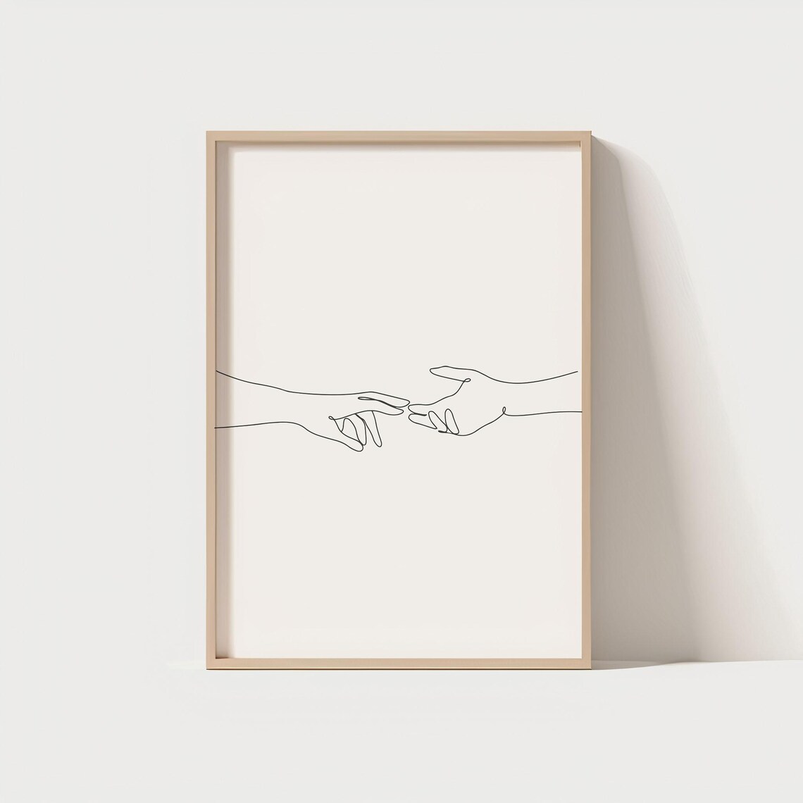 Minimalist One Line Drawing Hands Reaching Wall Art Modern Abstract Love Print Couple Hand Poster Neutral