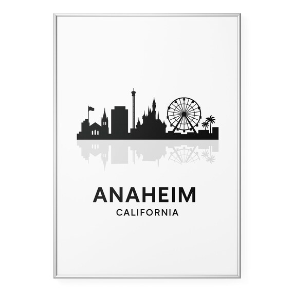 Anaheim California Skyline Ferris Wheel Castle Silhouette Poster