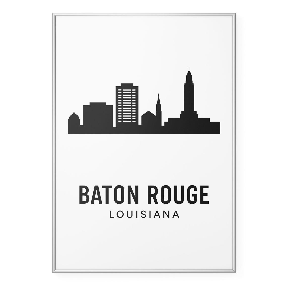 Baton Rouge Louisiana Minimalist Skyline Silhouette Art Poster
