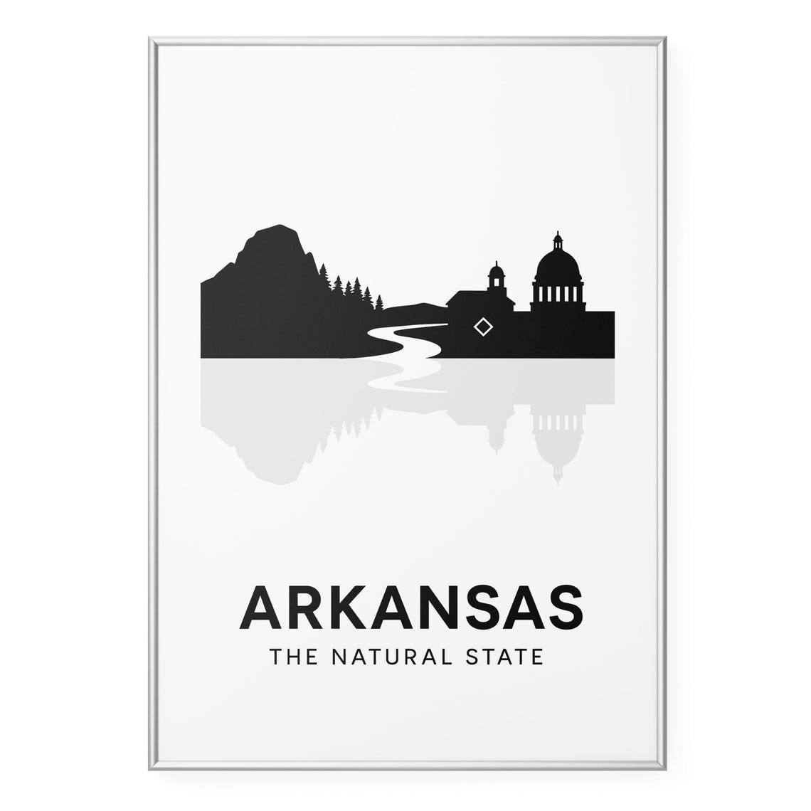 Arkansas The Natural State Silhouette Landscape Capitol Dome Poster