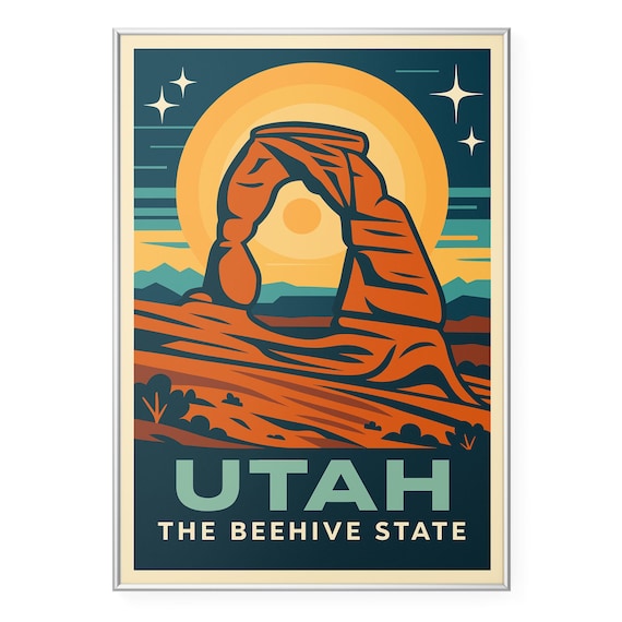 Utah The Beehive State Delicate Arch Starry Night Travel Poster