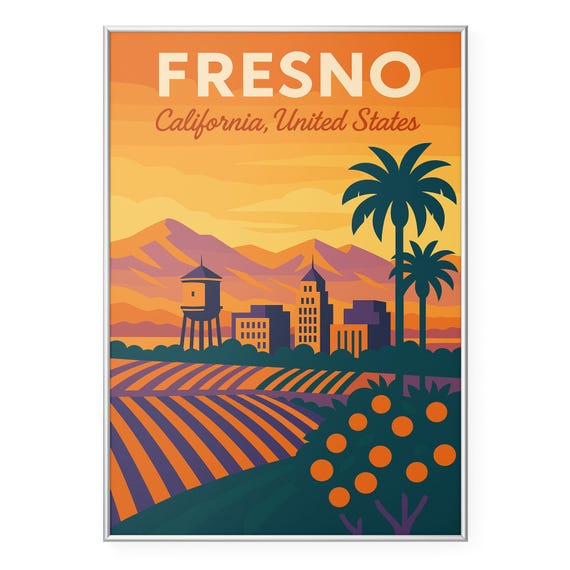 Fresno Photo Print Central Valley Farmland Poster Wall Art Modern Office Home Decor