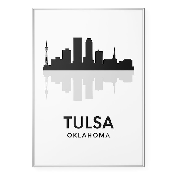 Tulsa Oklahoma Downtown Skyline Towers Minimalist Black White Poster