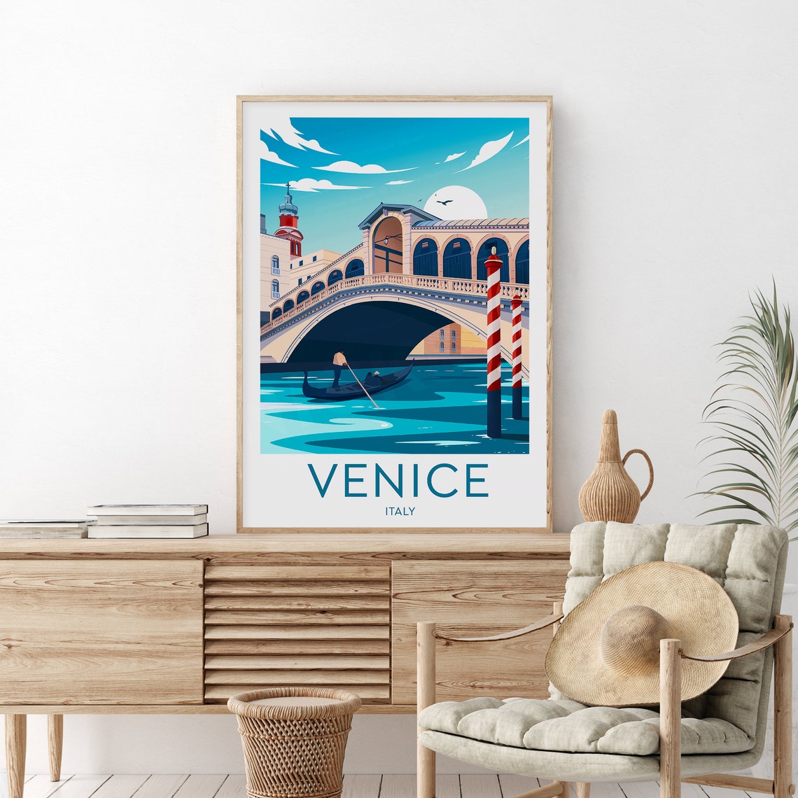 Venice Italy Rialto Bridge Gondola Grand Canal Travel Poster