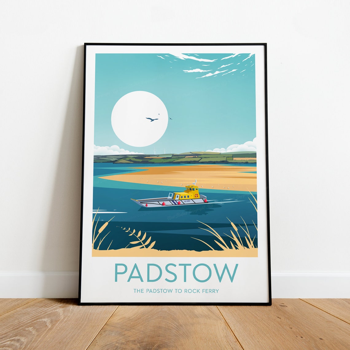 Padstow Cornwall Ferry to Rock Estuary Sandy Beach Travel Poster - Image 2