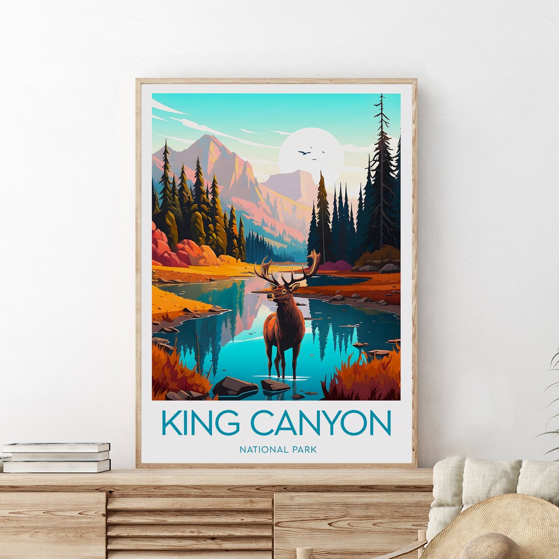 King Canyon National Park Elk Lake Mountain Sunset Travel Poster - Image 2