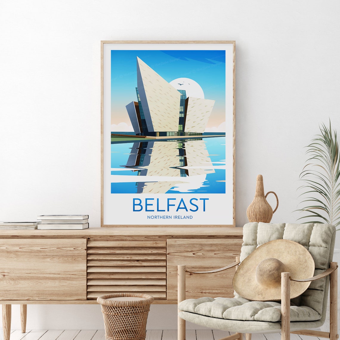 Belfast Titanic Quarter Building Reflected in the Water Poster - Image 2