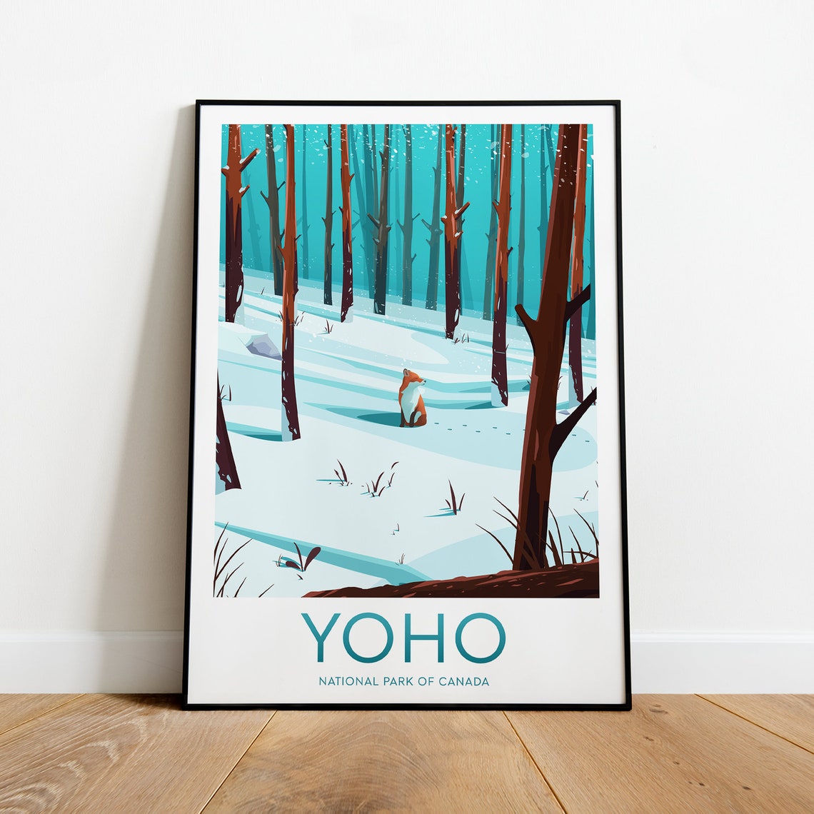 Yoho National Park Canada Winter Fox Forest Snow Travel Poster - Image 2