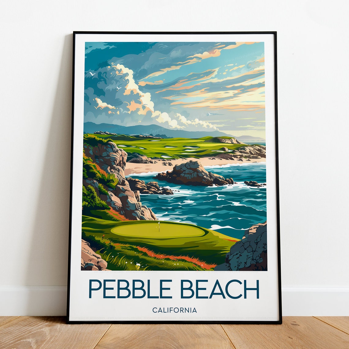 Pebble Beach California Oceanfront Golf Course At Dusk Poster
