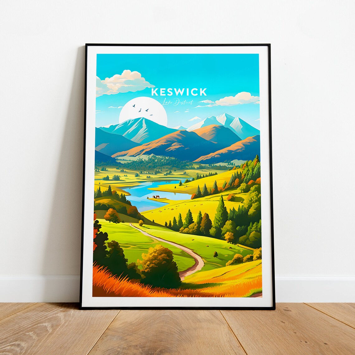 Keswick Lake District Rolling Fells Derwentwater Valley Travel Poster - Image 2