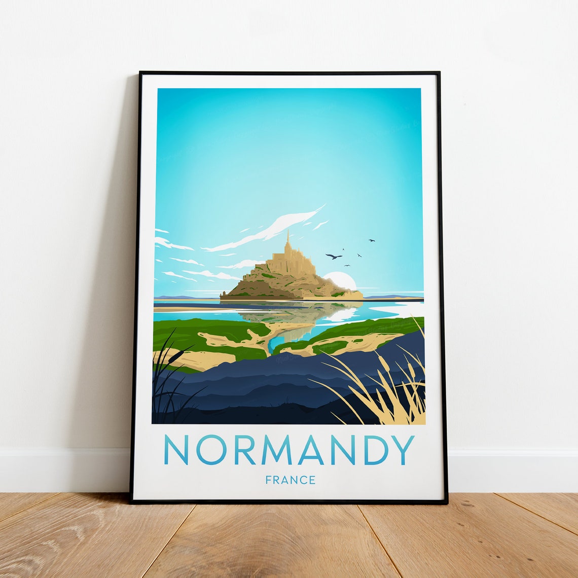 Normandy France Mont Saint Michel Abbey On A Tidal Flat Poster