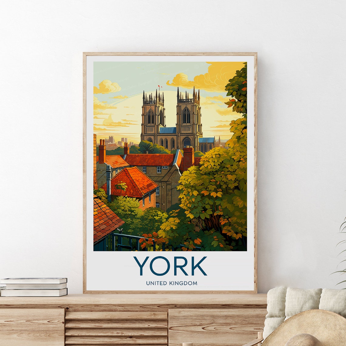 York United Kingdom Minster Rooftop Sunset Evening Skyline Poster - Image 2