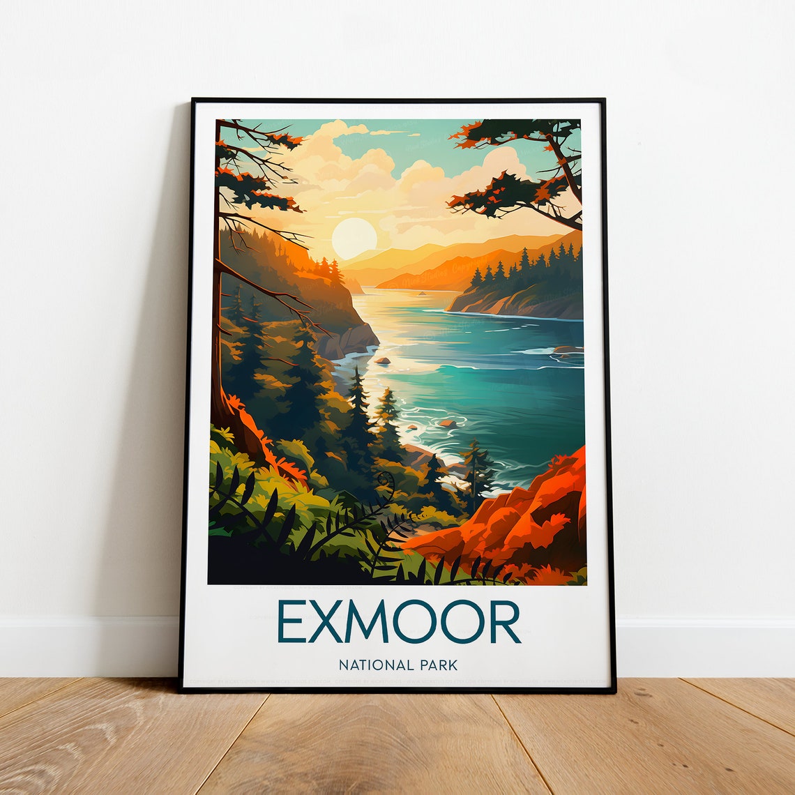 Exmoor National Park Wild Coastal Sunset Cliffs Landscape Poster