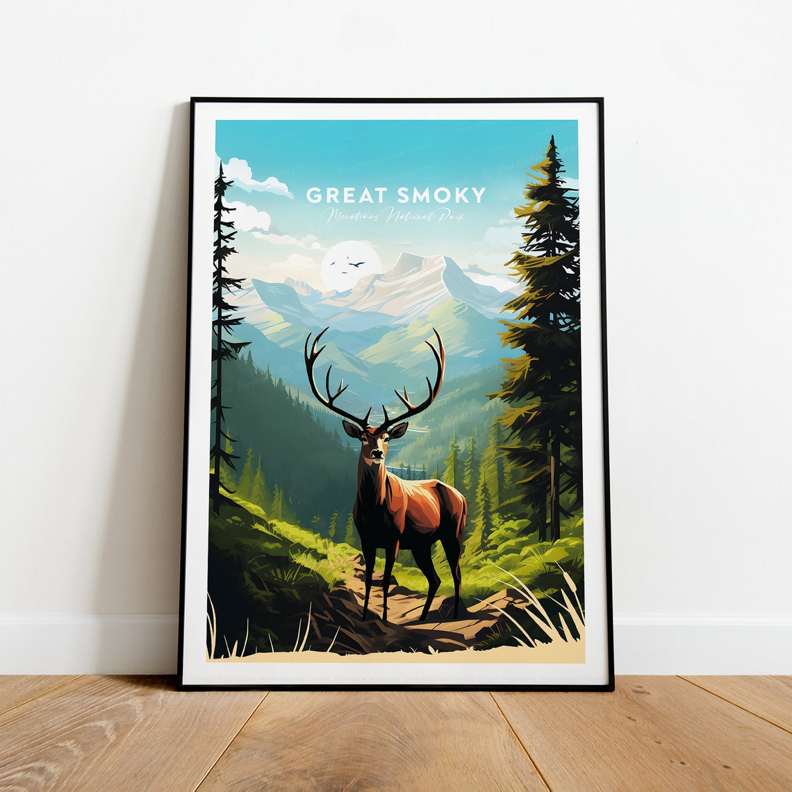 Great Smoky Mountains National Park Elk Forest Ridge Travel Poster