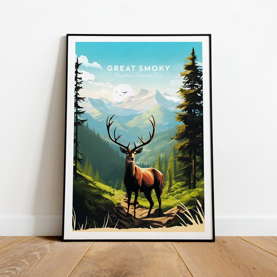 Great Smoky Mountains National Park Elk Forest Ridge Travel Poster