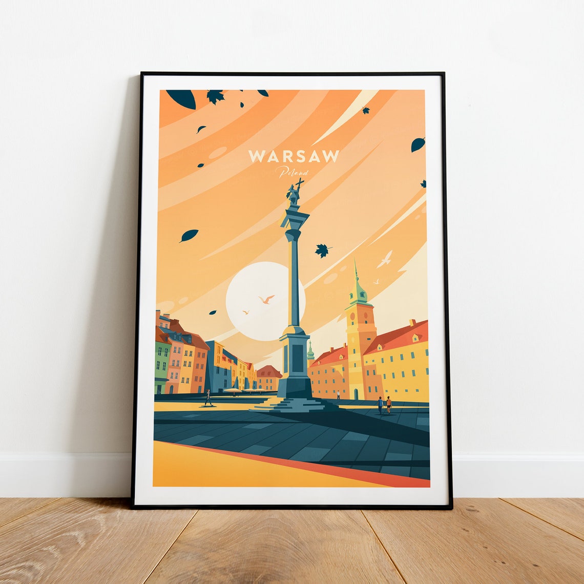 Warsaw Poland Castle Square Column Sunset Sky Scene View Poster - Image 2