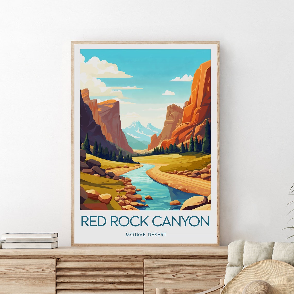 Red Rock Canyon Mojave Desert River Valley Cliffs Travel Poster - Image 2