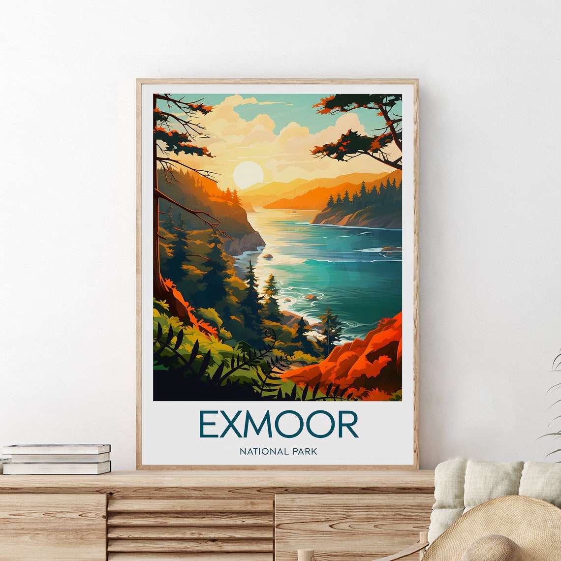 Exmoor National Park Wild Coastal Sunset Cliffs Landscape Poster - Image 2