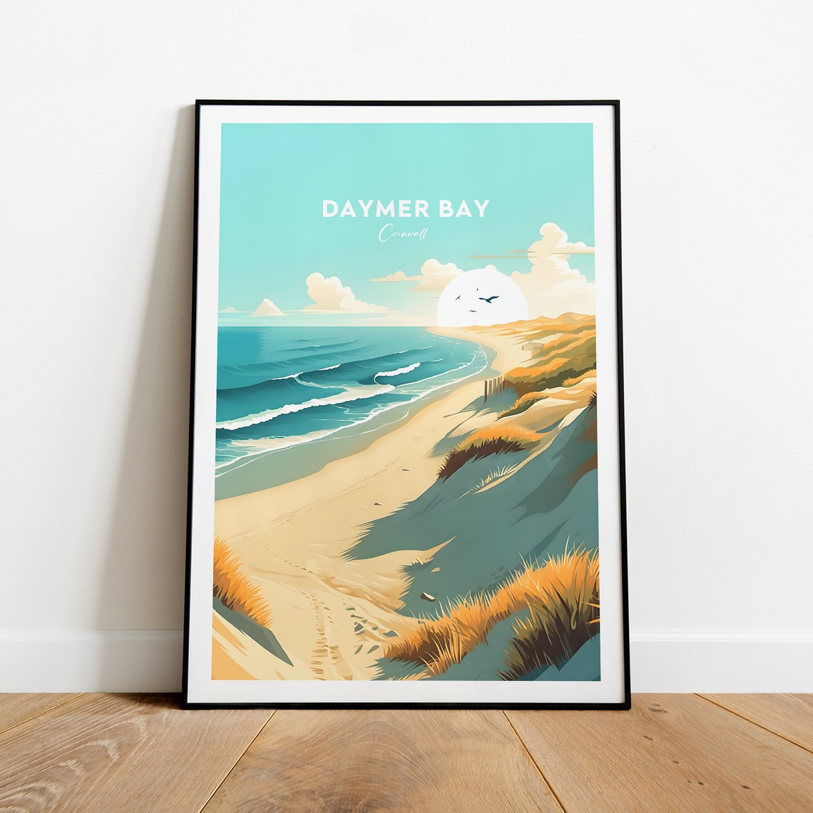 Daymer Bay Cornwall Golden Dunes Rolling Surf Beach Travel Poster