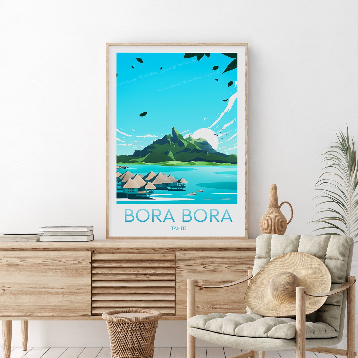 Bora Bora Overwater Bungalows Mount Otemanu Lagoon Tahiti Poster - Image 2