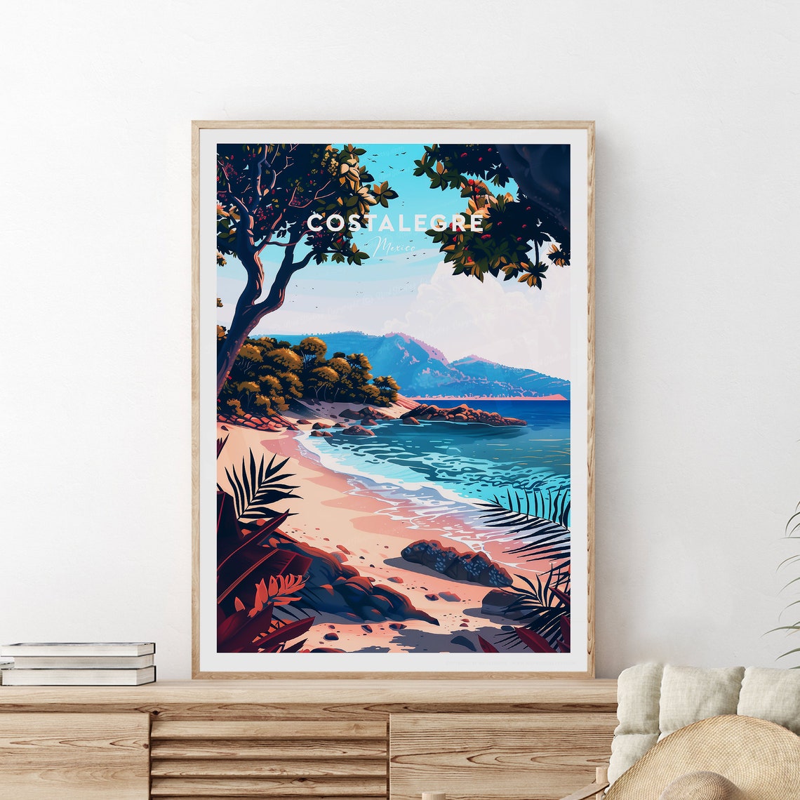 Costalegre Mexico Tropical Beach Paradise Palm Trees Travel Poster