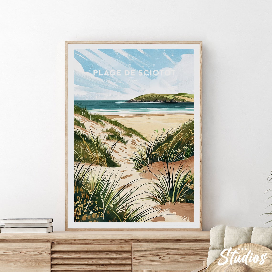 Plage de Sciotot France Traditional Beach Dunes Seaside Poster