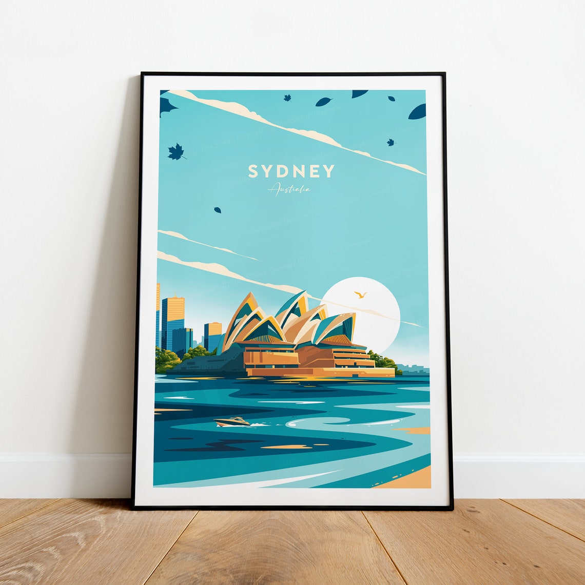 Sydney Australia Opera House Harbour Sunset City Skyline Travel Poster