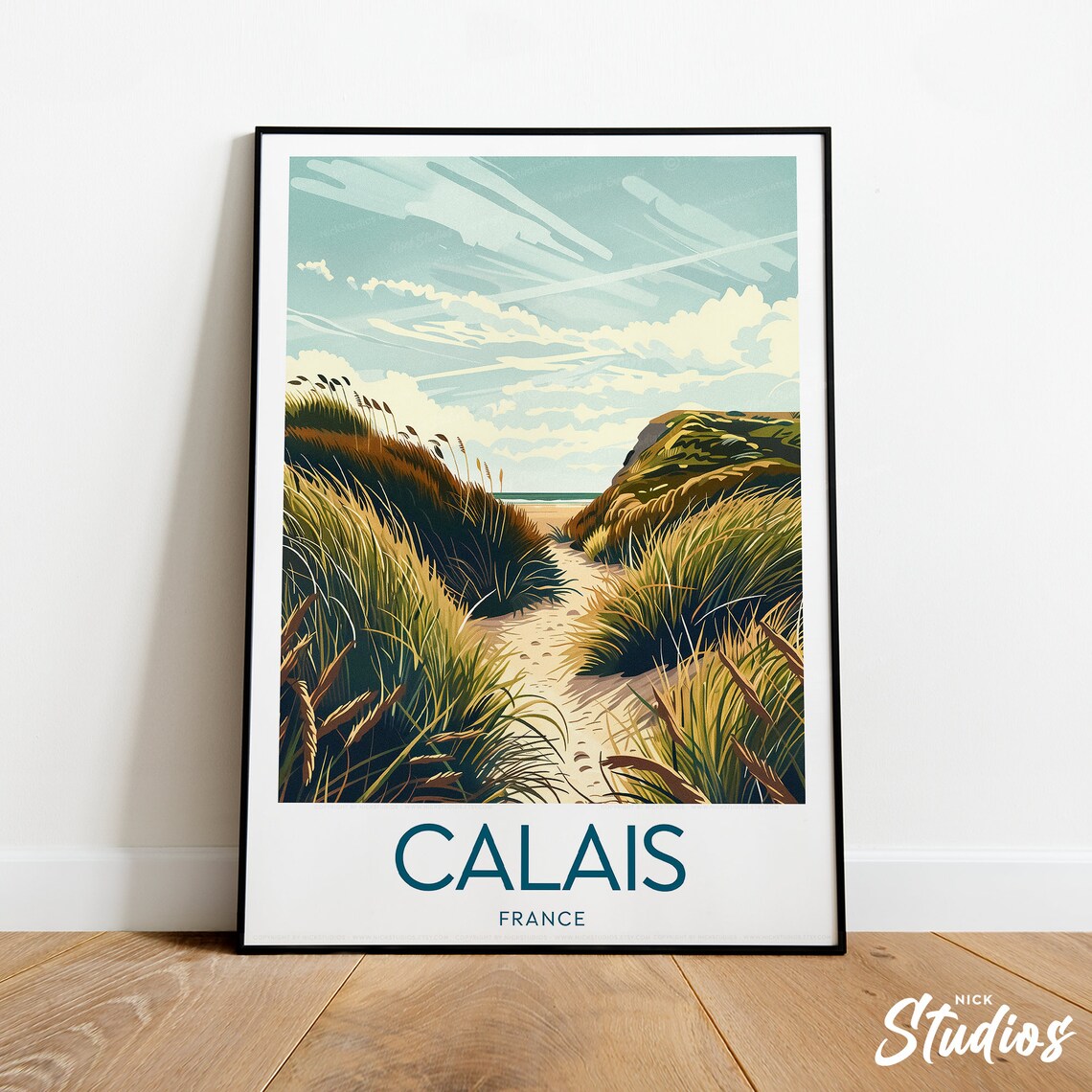 Calais France Sand Dune Path Beach Sea Coast Countryside Poster