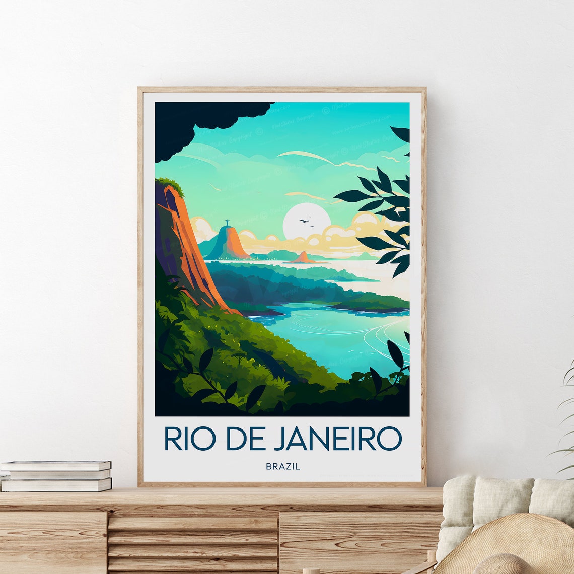 Rio de Janeiro Brazil Corcovado Coastline Tropical Bay Poster