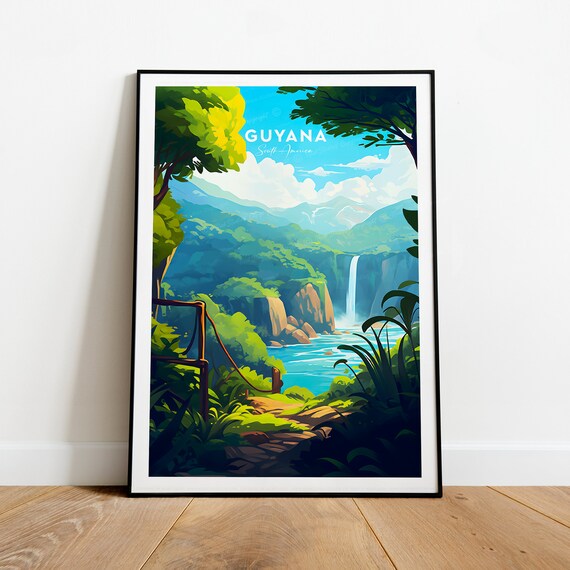 Guyana Traditional Travel Print South Africa Guyana Poster Wedding Gift Birthday