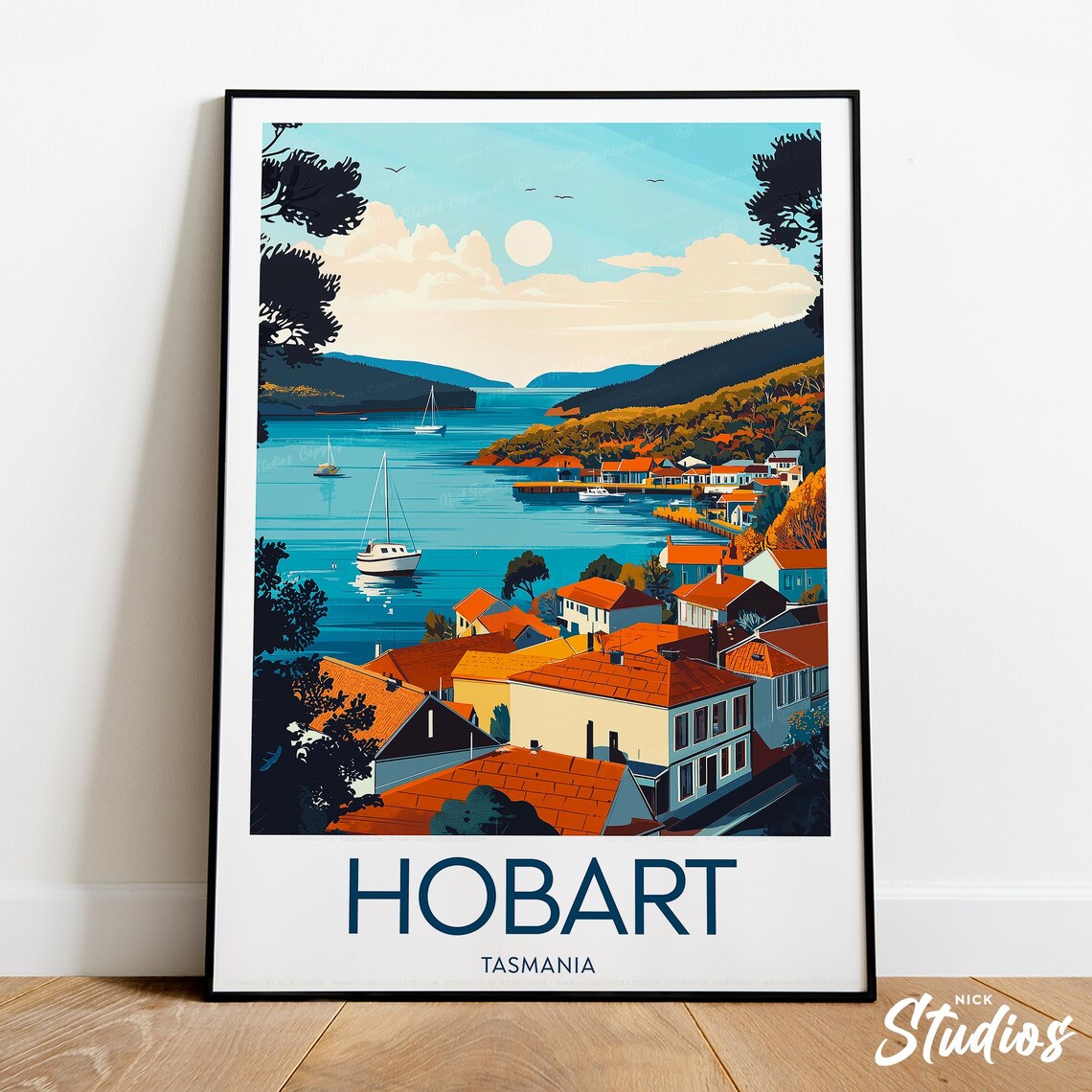 Hobart Travel Print Tasmania Hobart Poster Hobart Artwork Hobart Travel Print Hobart Illustration Tasmania Framed Prints