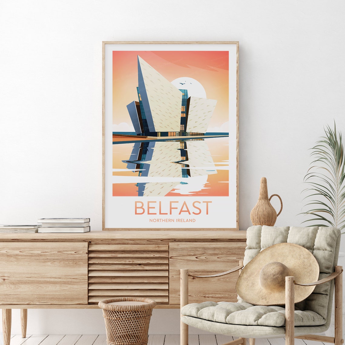Belfast Northern Ireland Titanic Museum Sunset Travel Poster UK Art