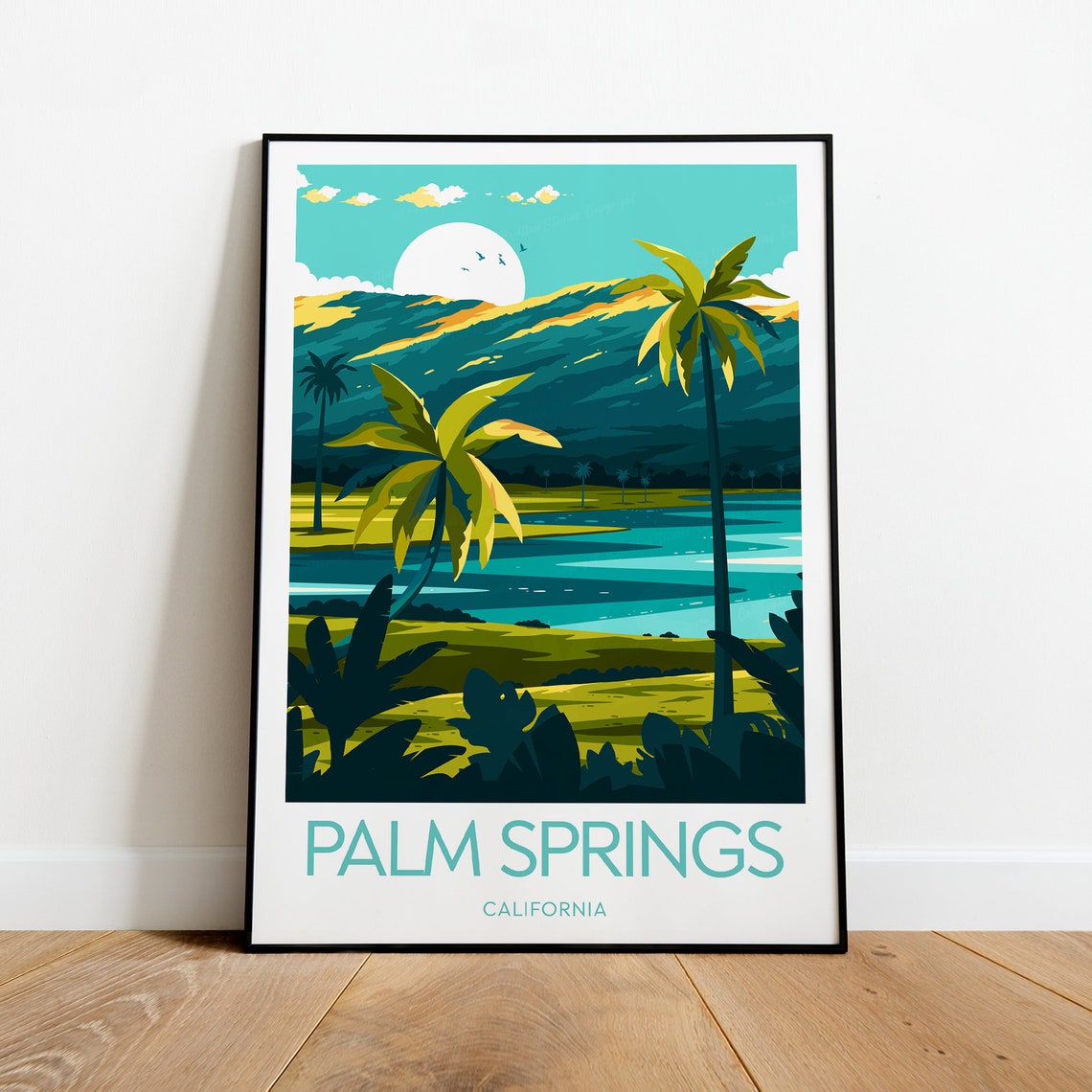 Palm Springs California Desert Oasis Palm Trees Travel Poster