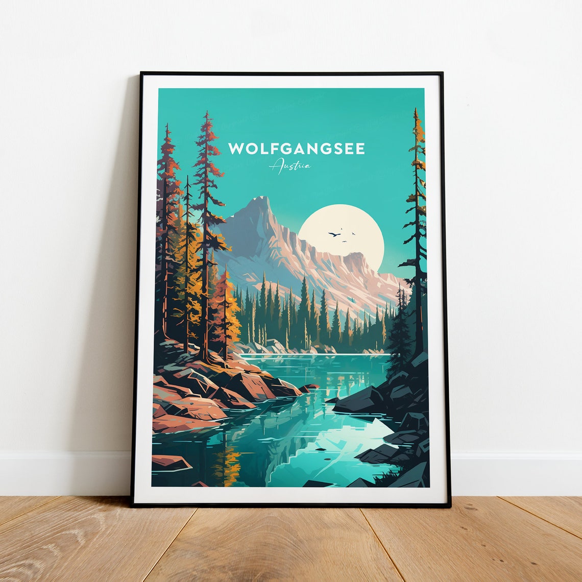 Wolfgangsee Austria Moonlit Alpine Lake and Pine Forest Poster - Image 2