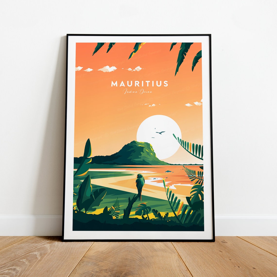 Mauritius Indian Ocean Evening Sunset Island Lagoon Travel Poster - Image 2