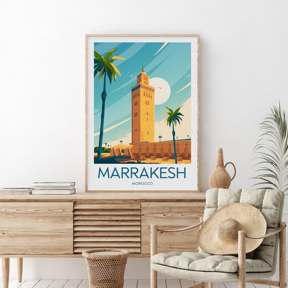 Marrakesh Travel Print Morocco Marrakesh Poster Morocco Art Wedding Gift Birthday