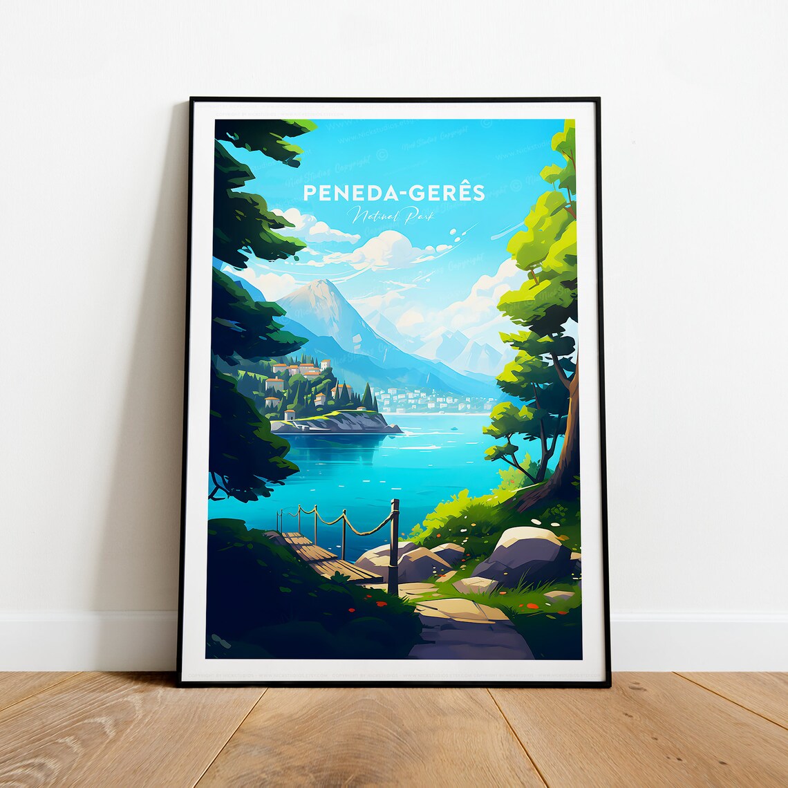 Peneda-Geres National Park Lake Mountain Scenery Travel Poster - Image 2