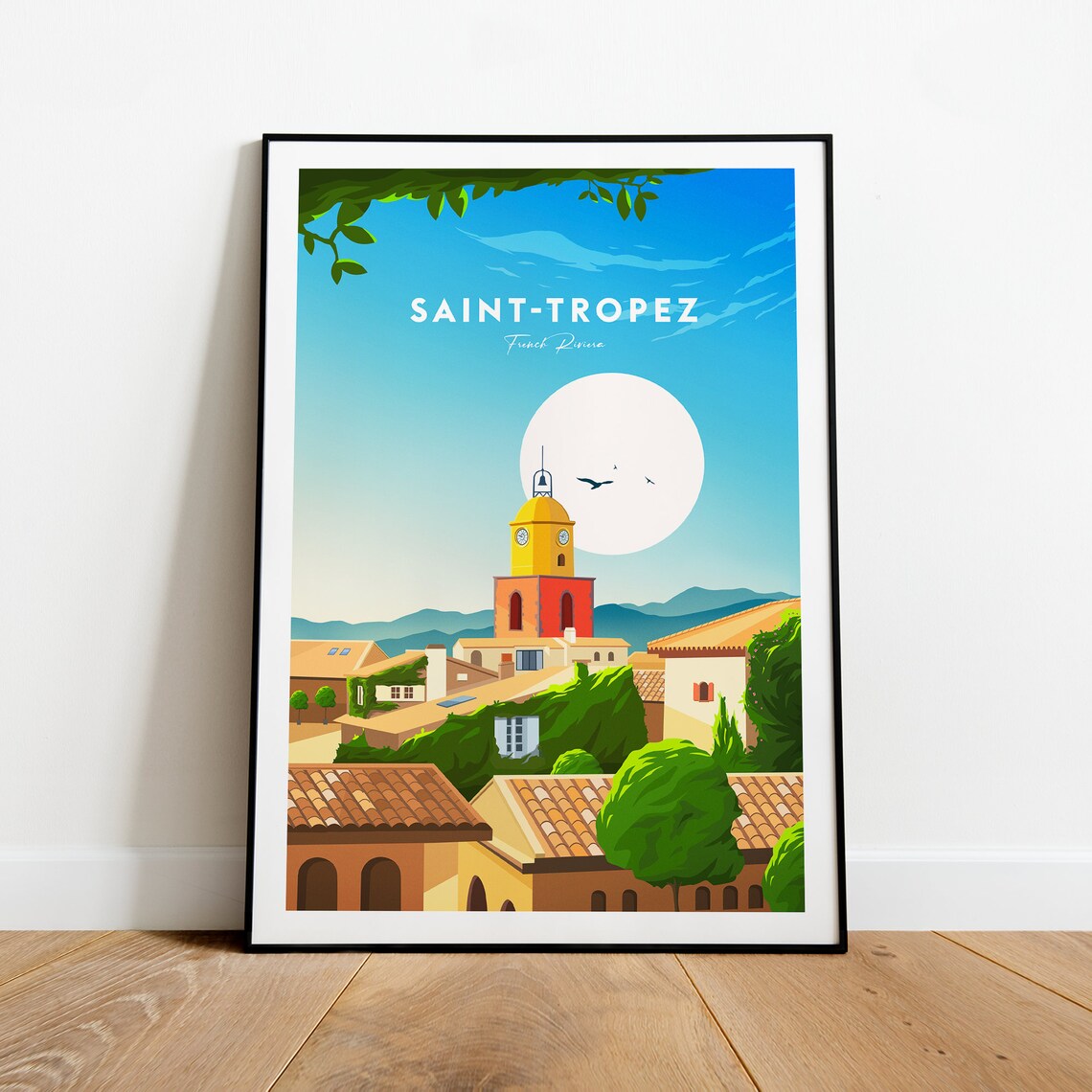 Saint Tropez French Riviera Village Church Bell Tower Travel Poster - Image 2