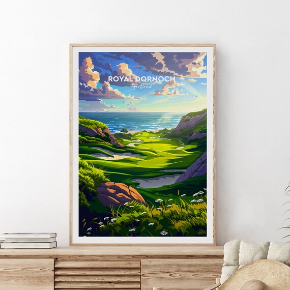 Royal Dornoch Traditional Golf Print Scotland Royal Dornoch Golf Poster Scotland Golf Prints Gift By Nickstudios