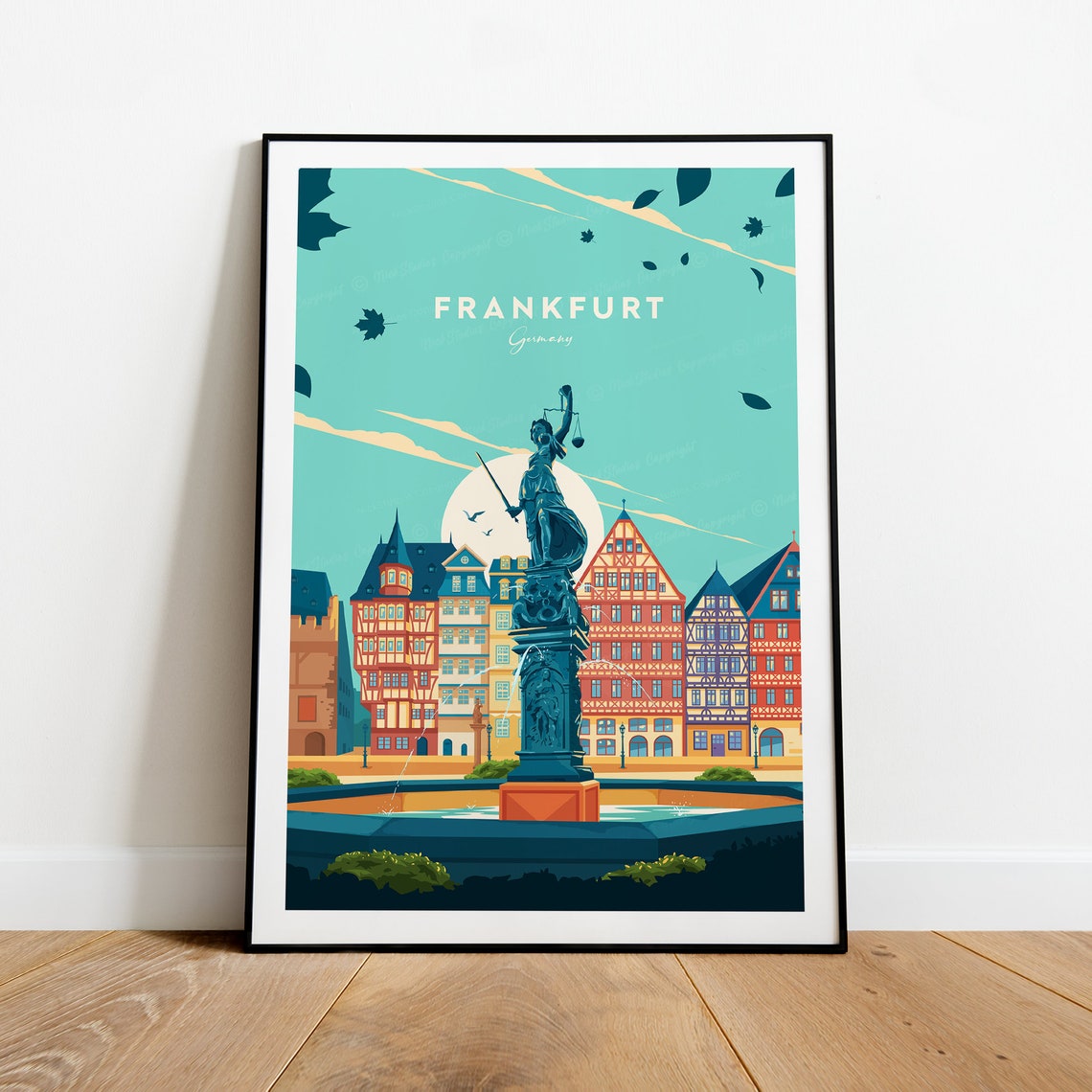 Frankfurt Old Town Square Half Timbered Houses Travel Poster