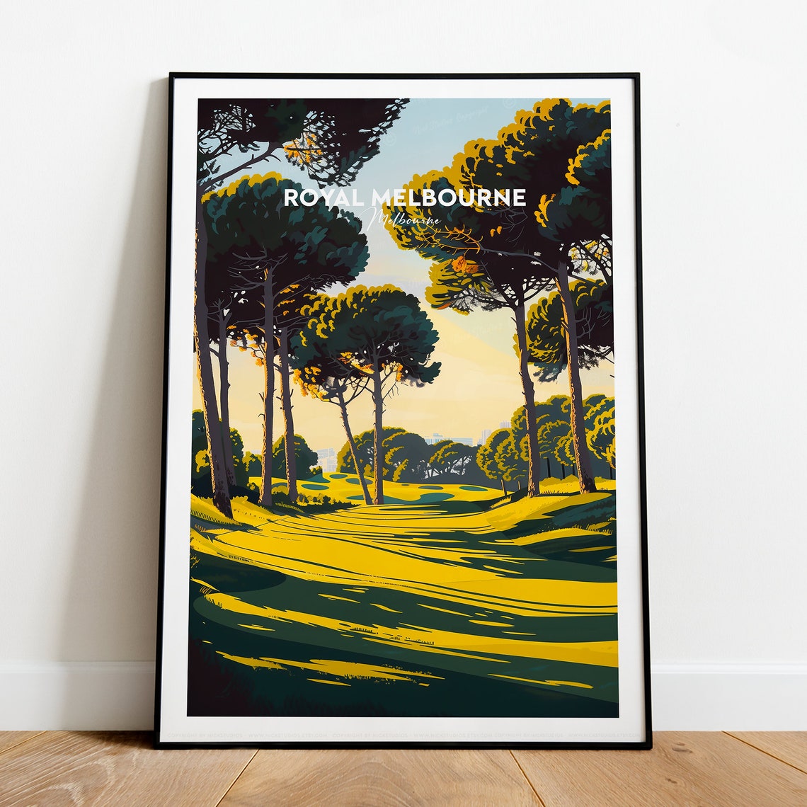 Royal Melbourne Golf Course Pine Trees Sunrise Fairway Poster - Image 2