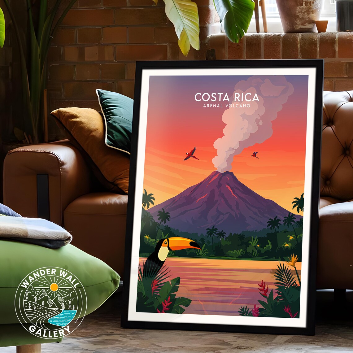 Costa Rica Arenal Volcano Smoking Peak Toucan Wild Sunset Poster - Image 6