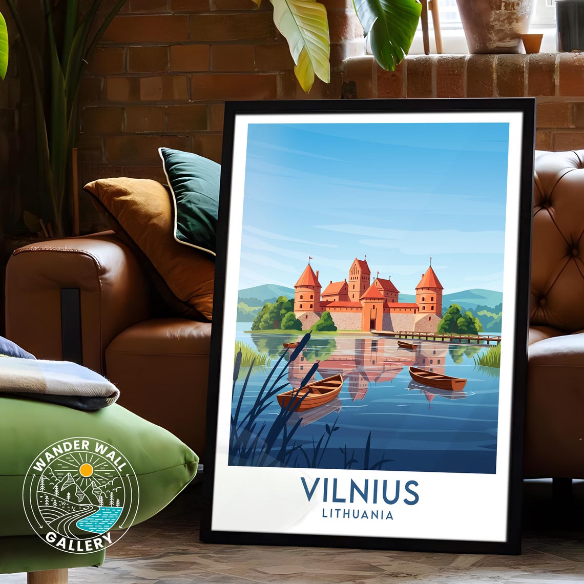 Vilnius Lithuania Island Castle Reflection Lake Travel Poster - Image 6