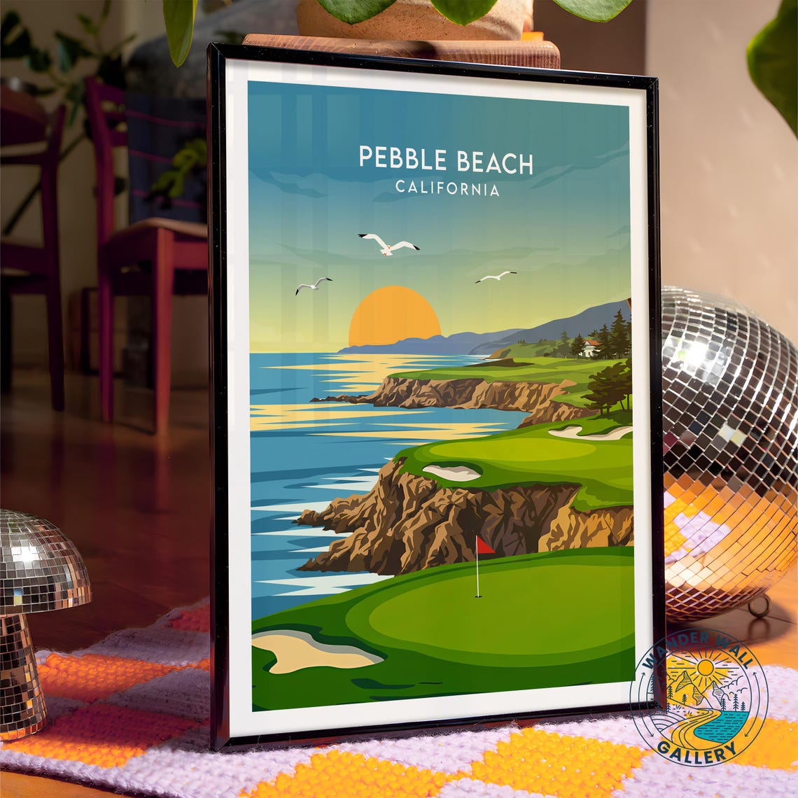 Pebble Beach California Golf Course Cliff Ocean Sunset Poster - Image 4