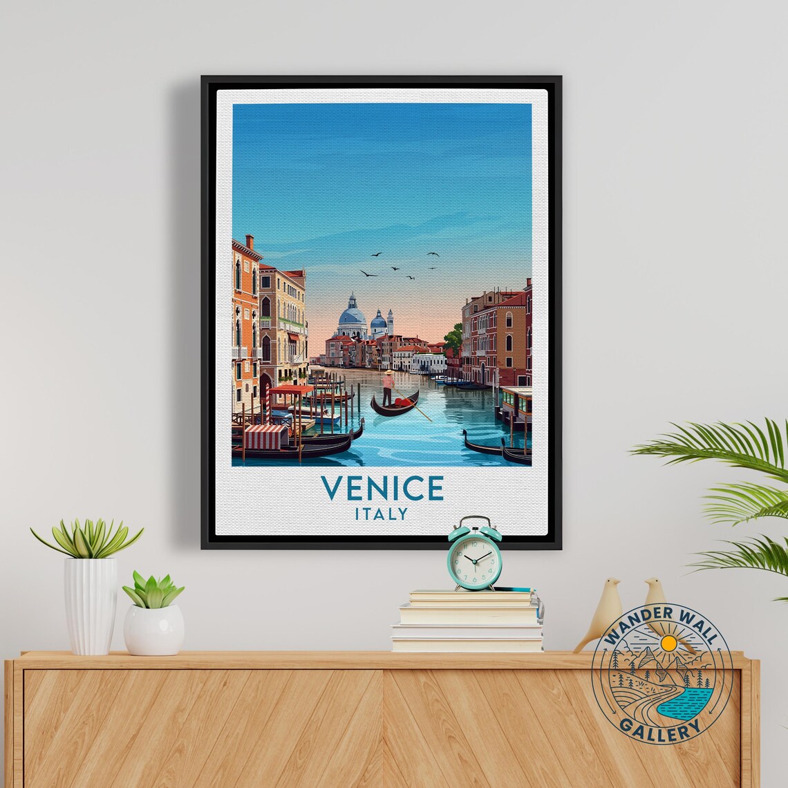 Venice Italy Canal Gondolas and Domed Basilica Vintage Travel Poster - Image 5
